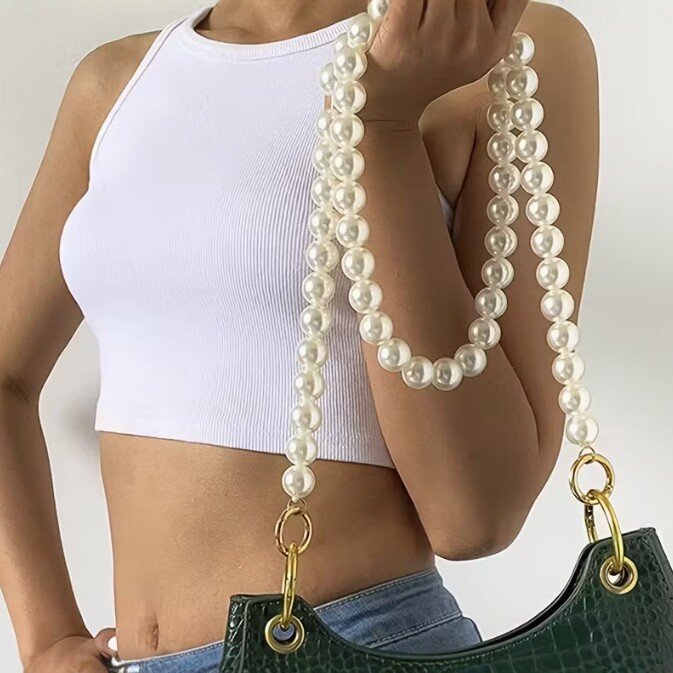 Pearl Chain Bag Strap for Women, Fashionable and Versatile Crossbody Bag Chain, High-End Shoulder Bag Accessory Pendant