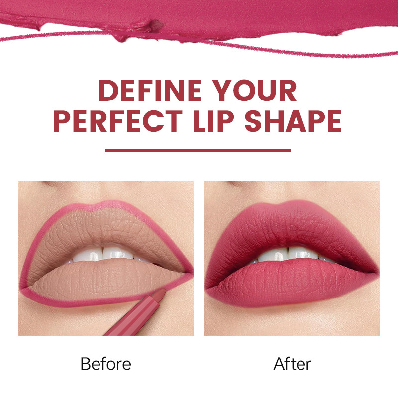 Crayon à lèvres mat nude LACHAVA pour souligner les lèvres Marqueur à lèvres rouge Beauty Mouth 12 couleurs_voghion.com