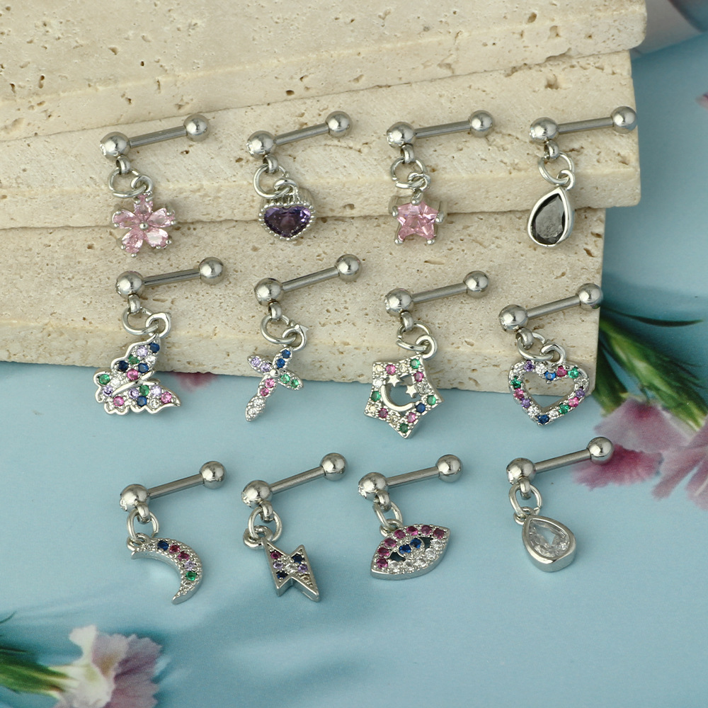 Ear Cartilage Rings & Studs Piercing Type 1 Piece 316 Stainless Steel Zircon Ear Cartilage Rings & Studs Geometric Ear Cartilage Rings & Studs