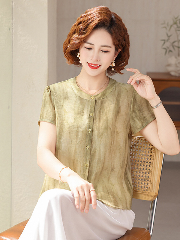Shiffon summer clothing with a round collar
