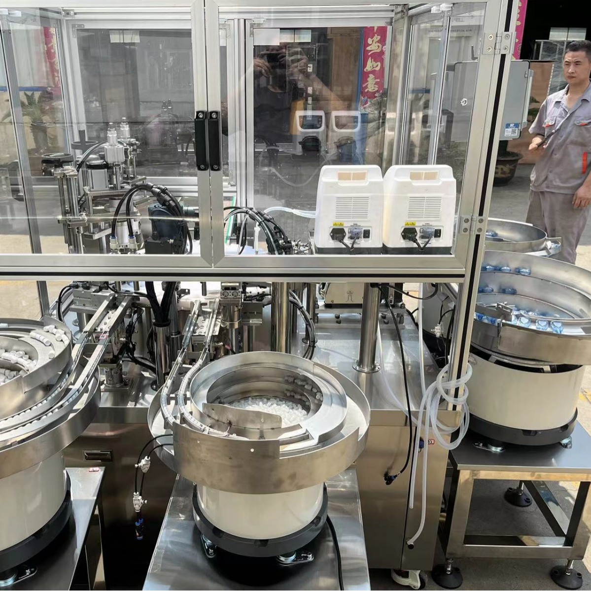 自动分头液体灌装机10ml滴眼液加塞旋盖一体双头高精度封口设备