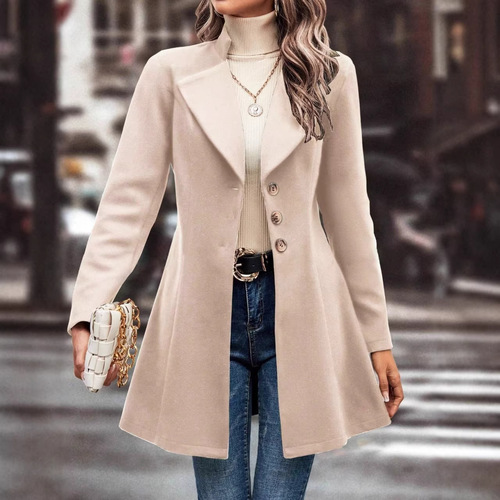European and American 2024 New Amazon Cross-Border Women's Autumn/Winter Collar Slim Fleece Solid Color Fashion Style Outerwear