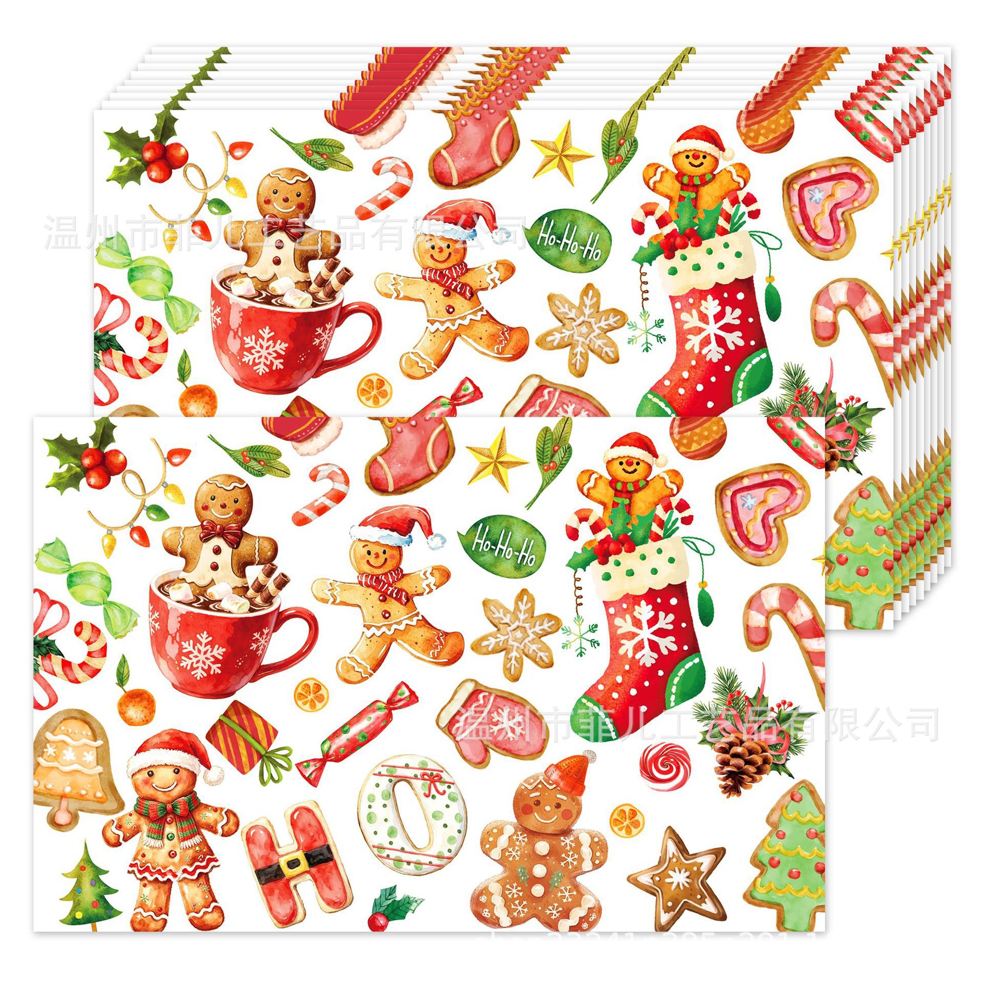 CA181 Christmas Gingerbread Man Square Placemat Party Decoration Disposable Paper Placemat