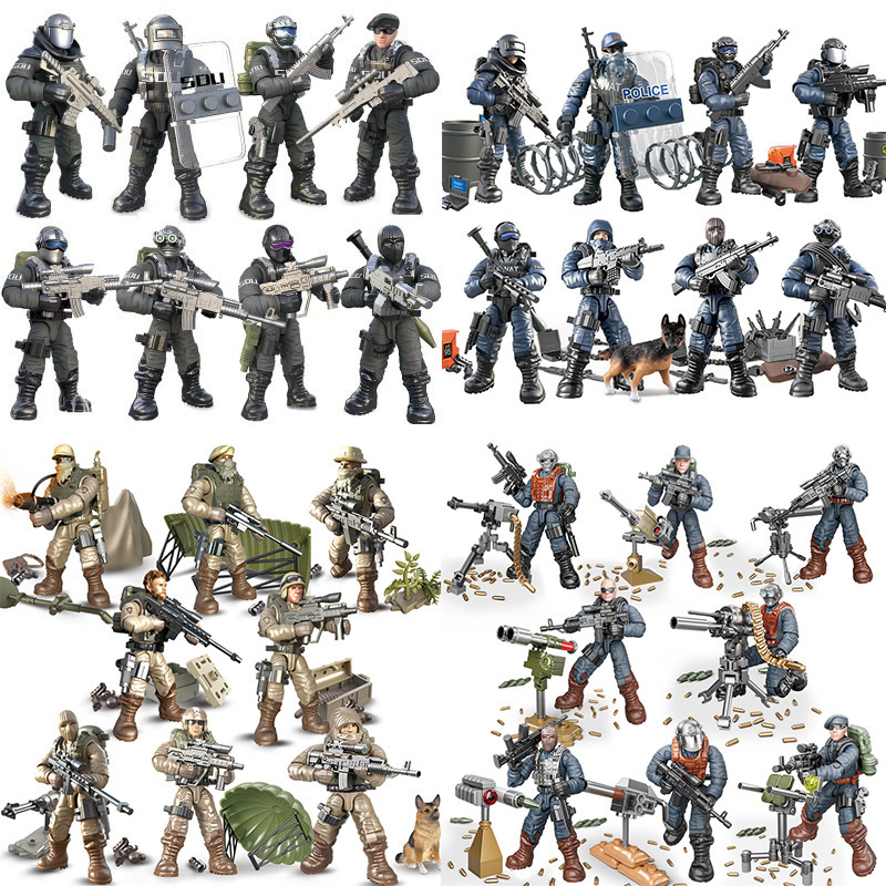 Cross-border Xiangjun Assembled Military Man Model Joint Movable Simulation Man Building Blocks Soldier Military Weapon Toy
