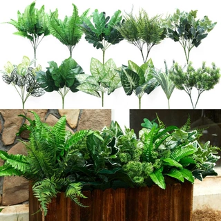 跨境人造绿植仿真灌木塑料户外植物人造花装饰,绿植景观组合户外