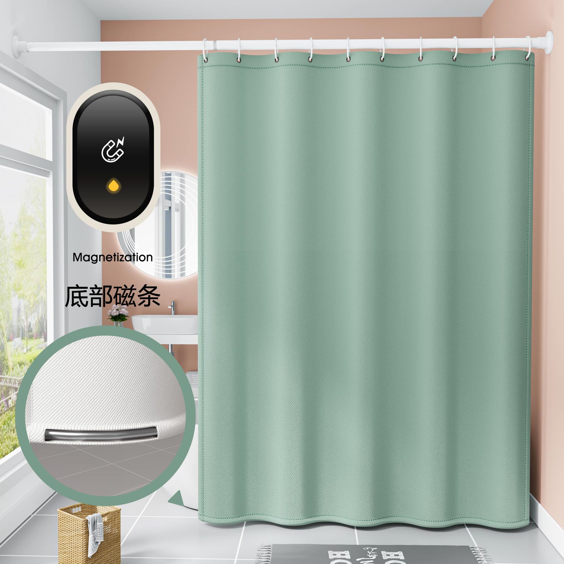 Transfronterizo de poliéster cortina de ducha de color sólido engrosada impermeable y a prueba de moho baño hotel partición cortina fabricante