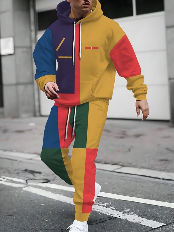 跨境秋冬字母欧美男士休闲舒适宽松运动连帽卫衣套装新款|undefined