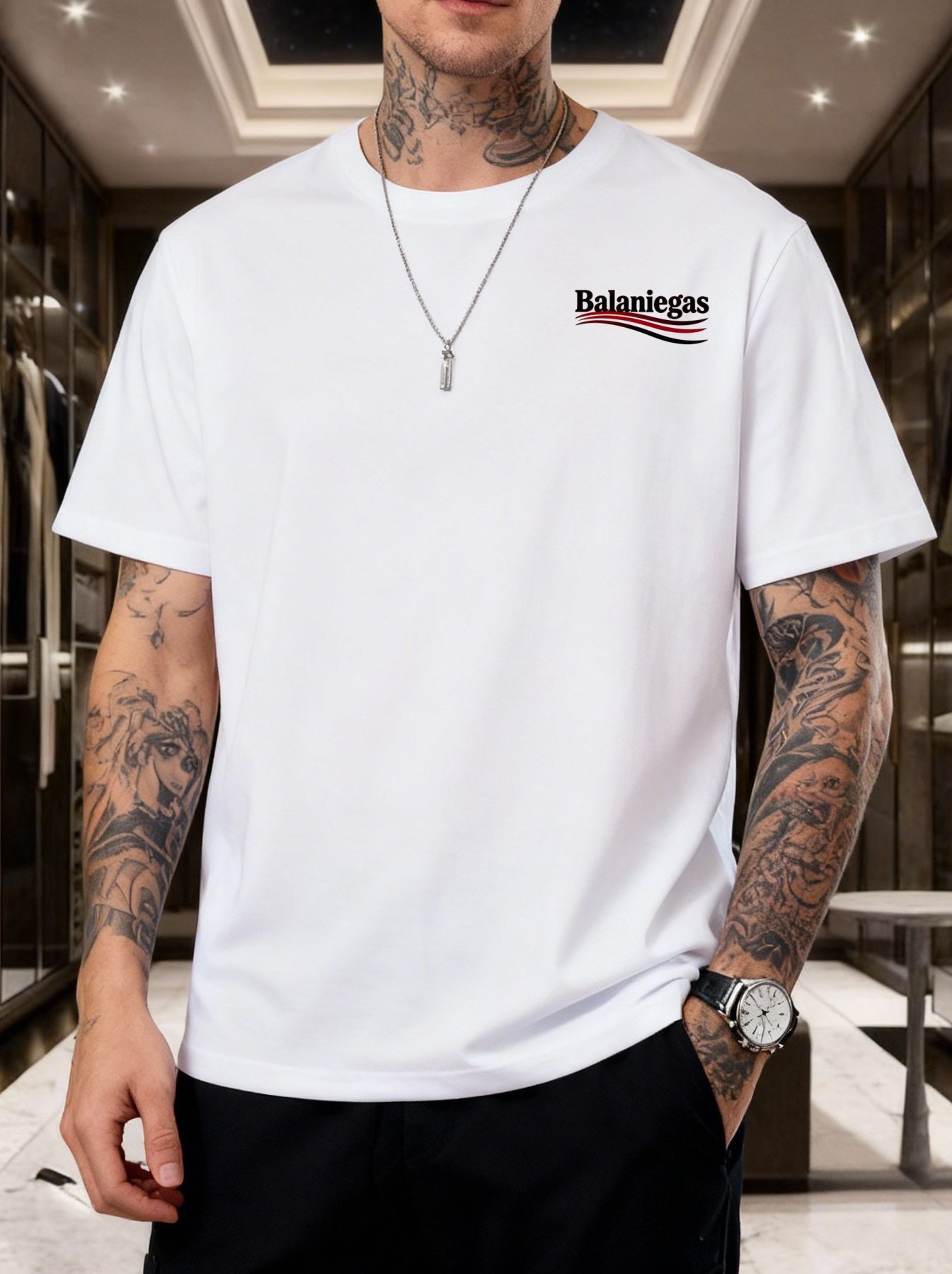 Summer Trendy Brand Printed Short-sleeved T-shirt Large Size Sports Top Fashion Men T-shirt_viptrois.com
