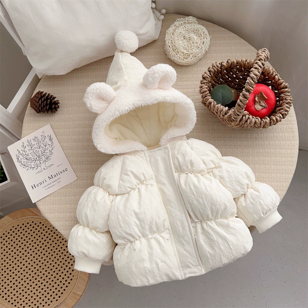 Детская одежда из Южной Кореи, детская зимняя куртка на флисовой подкладке, Женская Корейская остроконечная Кепка с пышными рукавами, теплое утепленное пальто с хлопковой подкладкой