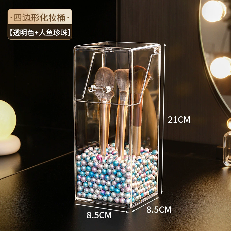 Бак для хранения кистей для макияжа Пылезащитная ручка-ведро Кисть Настольная акриловая ручка для бровей для хранения косметических теней Ящик для хранения кистей
