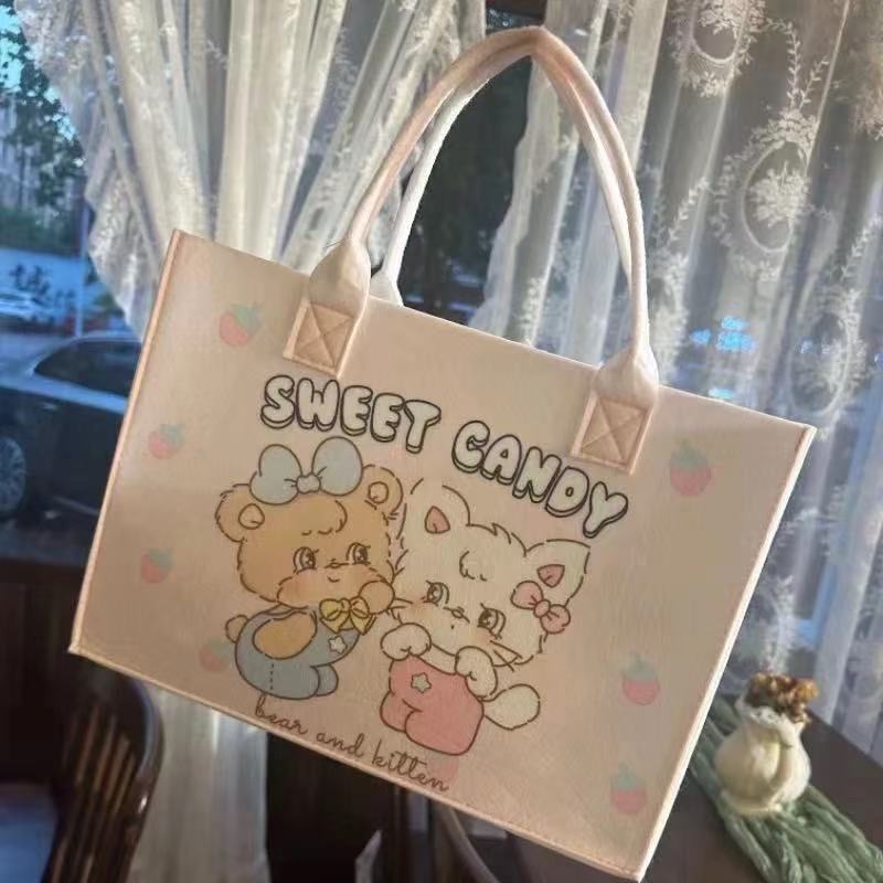 핑크 브라운 베어와 화이트 고양이;35*25*12