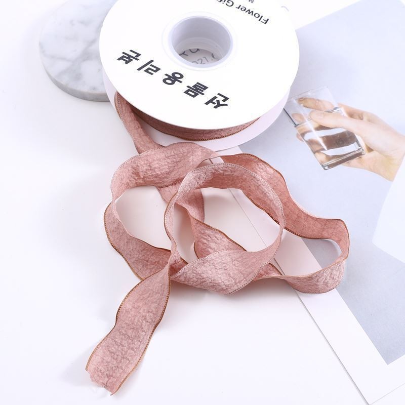 Fishtail oreja hilo pequeña cinta plisada fresca borde ondulado cinta flor material de embalaje ramo cinta