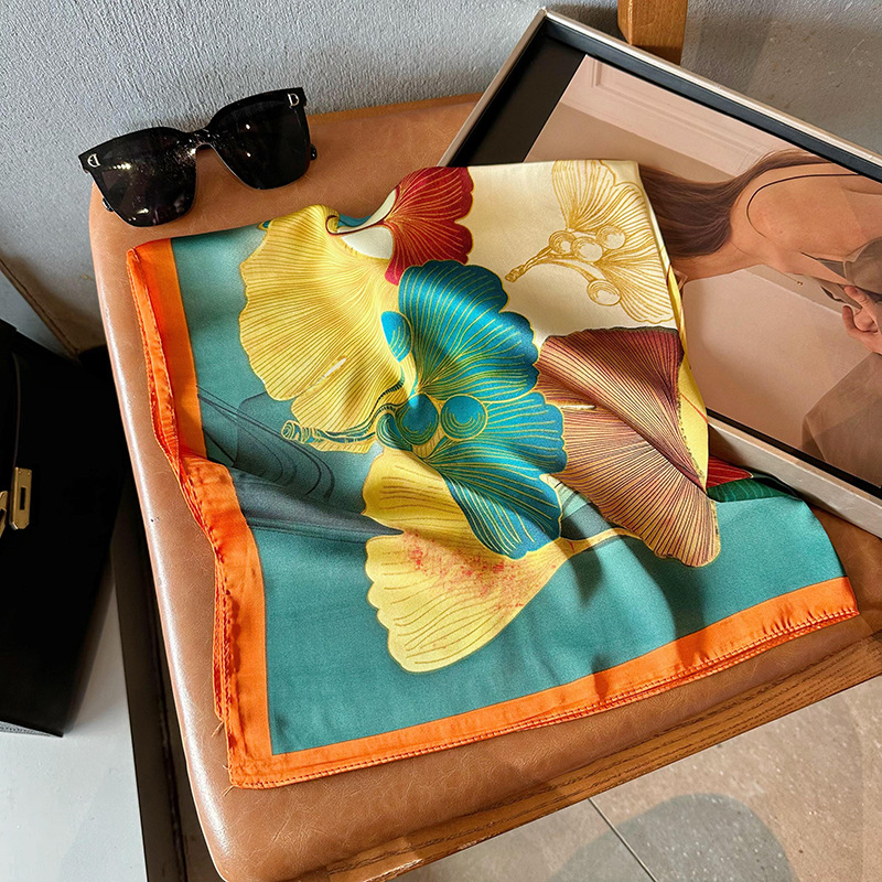 Bufandas de seda para mujeres 2025 primavera y otoño moda versátil temperamento minimalista 65cm bufandas de seda simuladas bufandas delgadas bufandas