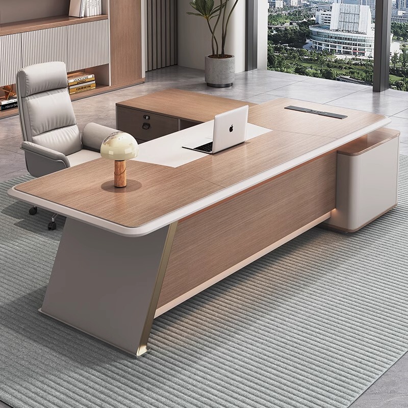 High-End Light Luxury Office Desk Boss Desk Simple Modern Paint Executive Desk Ceo Desk Manager Desk and Chair Combination Single Person