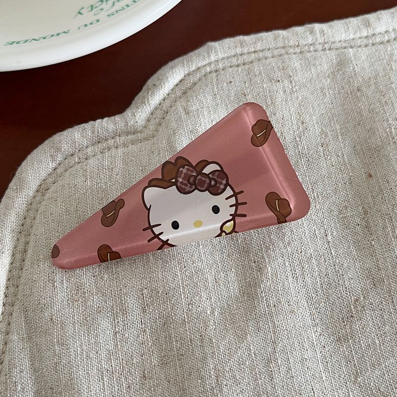 Kitty商店！质感滴胶蝴蝶结猫咪   发夹鸭嘴夹时髦豹纹三角发卡发|undefined