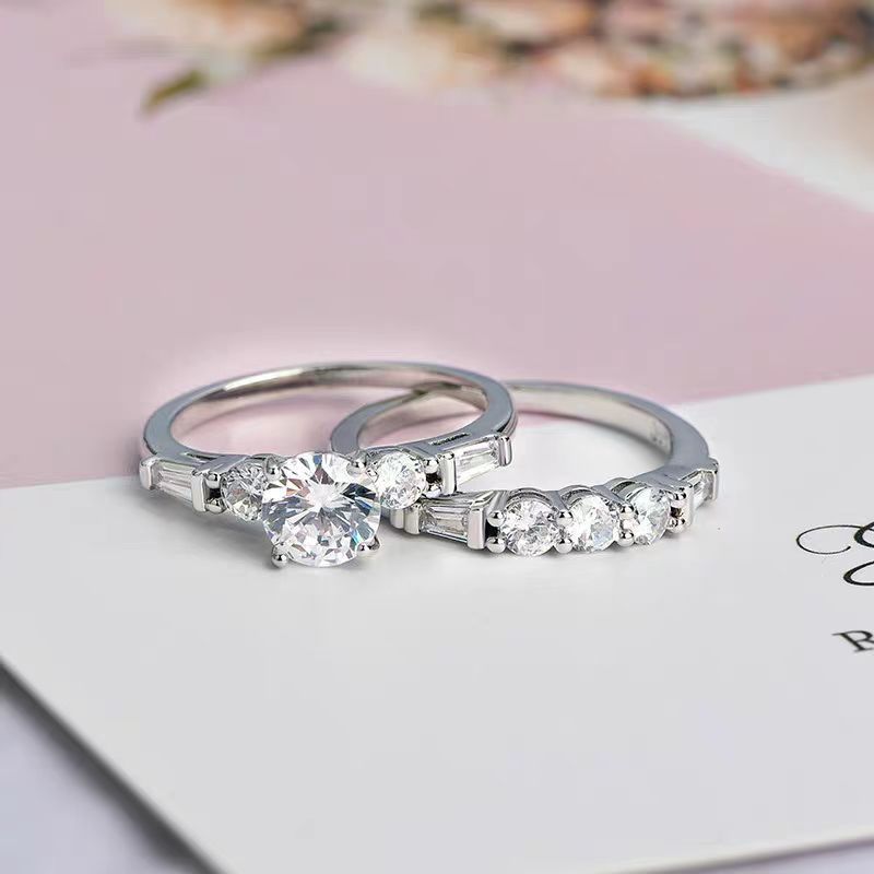 11, 5, 6 Ring Size 2 Pieces Quantity Simple Style Shiny Geometric Alloy Inlay Zircon Unisex Rings