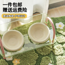 宠物双碗护颈猫碗陶瓷猫粮碗宠物用品防打翻猫咪碗热销款小狗碗