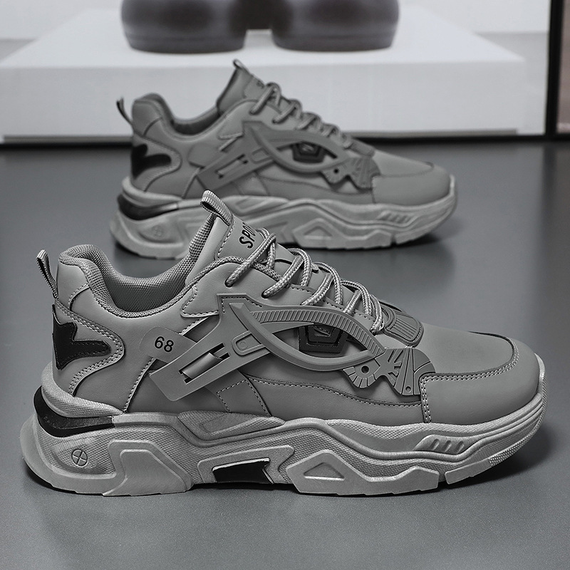 L Autumn Men's Shoes New Breathable White Shoes Men's Trendy Versatile Inner Heightening Sports Shoes Casual Running Shoes