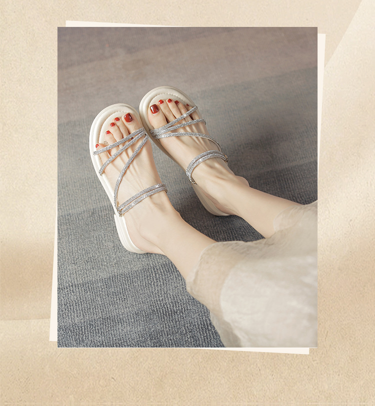 Sandal nữ đế bệt quai mảnh đính đá phong cách Pháp, dáng xăng đan hai kiểu — AY380 Đen chi tiết 5