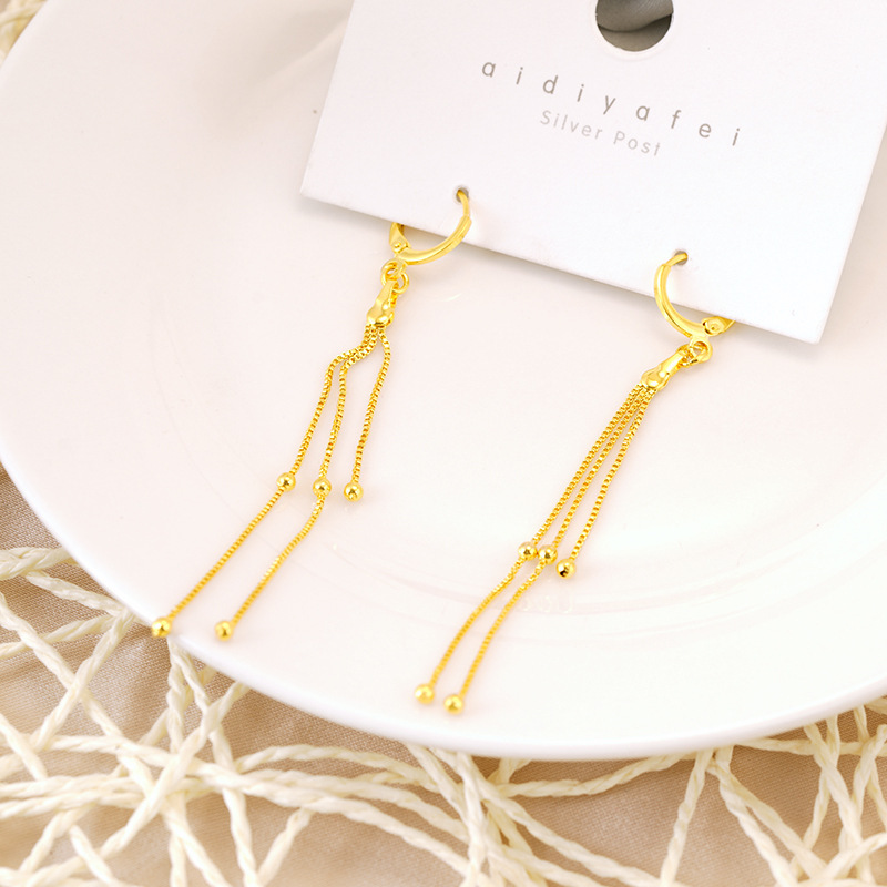Pendientes de camelia de estilo antiguo Pendientes de verano de alta calidad para niñas con borlas Pendientes de oro de arena vietnamita que no se desvanecen durante mucho tiempo