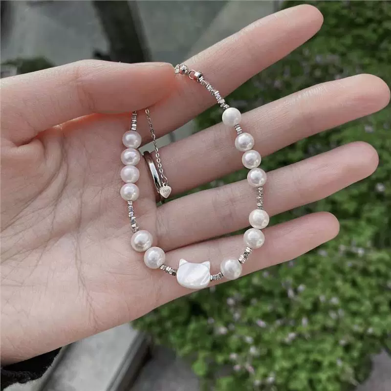Куколка Hello Kitty, белый браслет из жемчуга, ювелирные изделия, образец серебра 925, стиль легкой роскоши