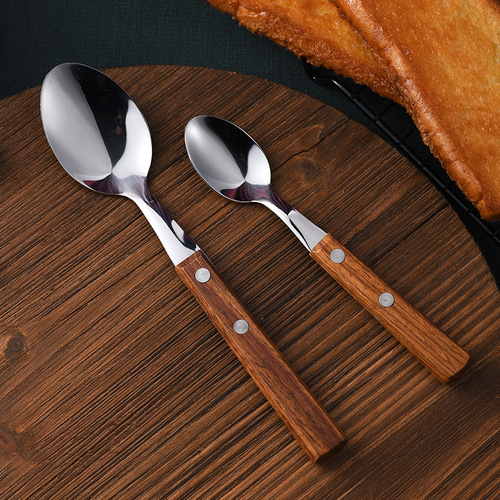 304 stainless steel tableware rosewood handle knife and fork spoon Western food knife and fork set steak knife and fork tea spoon spoon fork