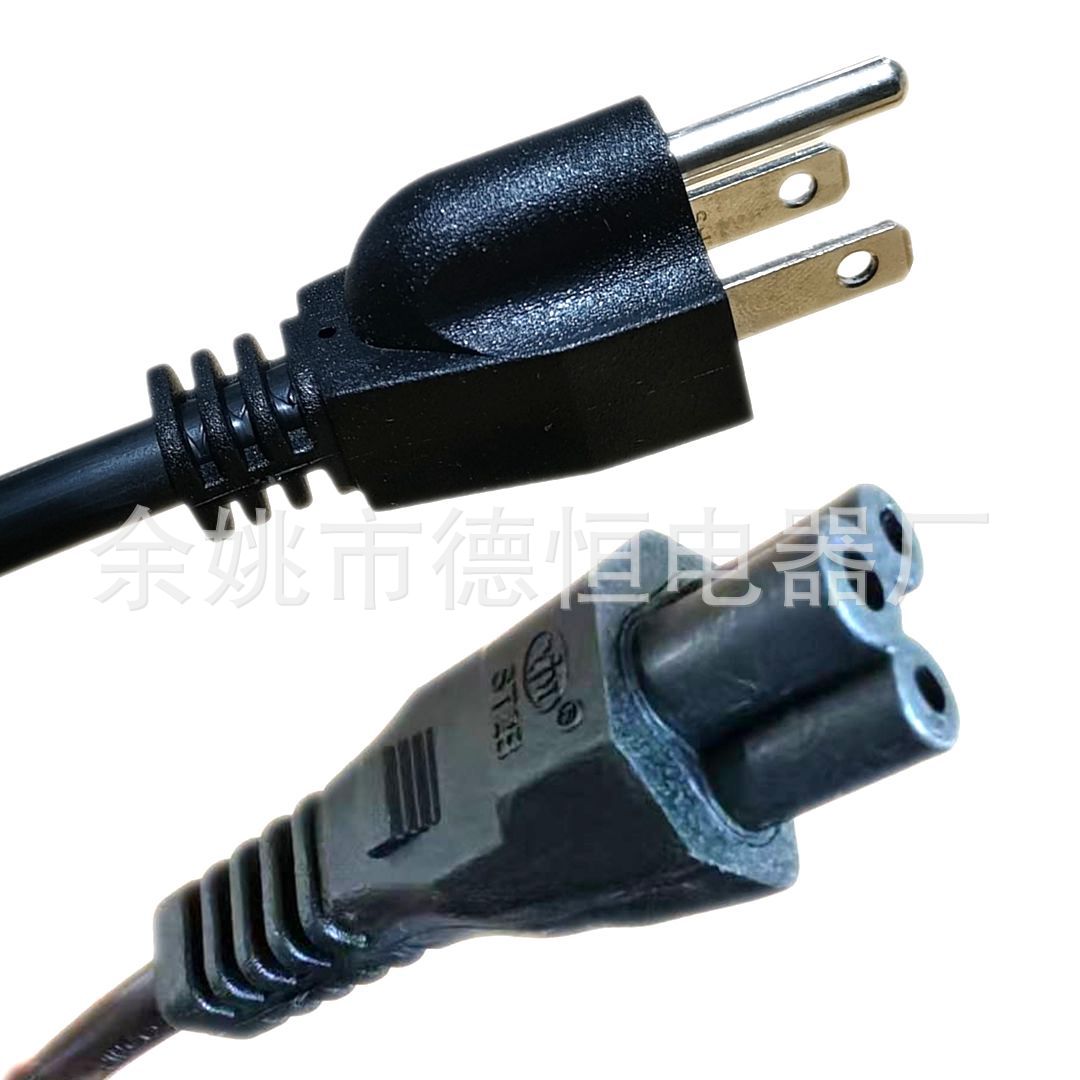 厂家优惠批发美标电源线SPT-2黑色3芯扁护套橡胶平行电线5-15插头