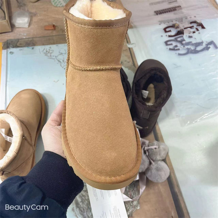 Cross-Border Fashion Low-Cut Short Cotton Shoes, Genuine Leather with Fleece Lining, Flat-Soled Large Size Men's Boots, Large Size Snow Boots