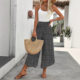 in stock cross-border Europe and the United States Amazon independent station new casual wave point loose high waist waist slim wide leg pants