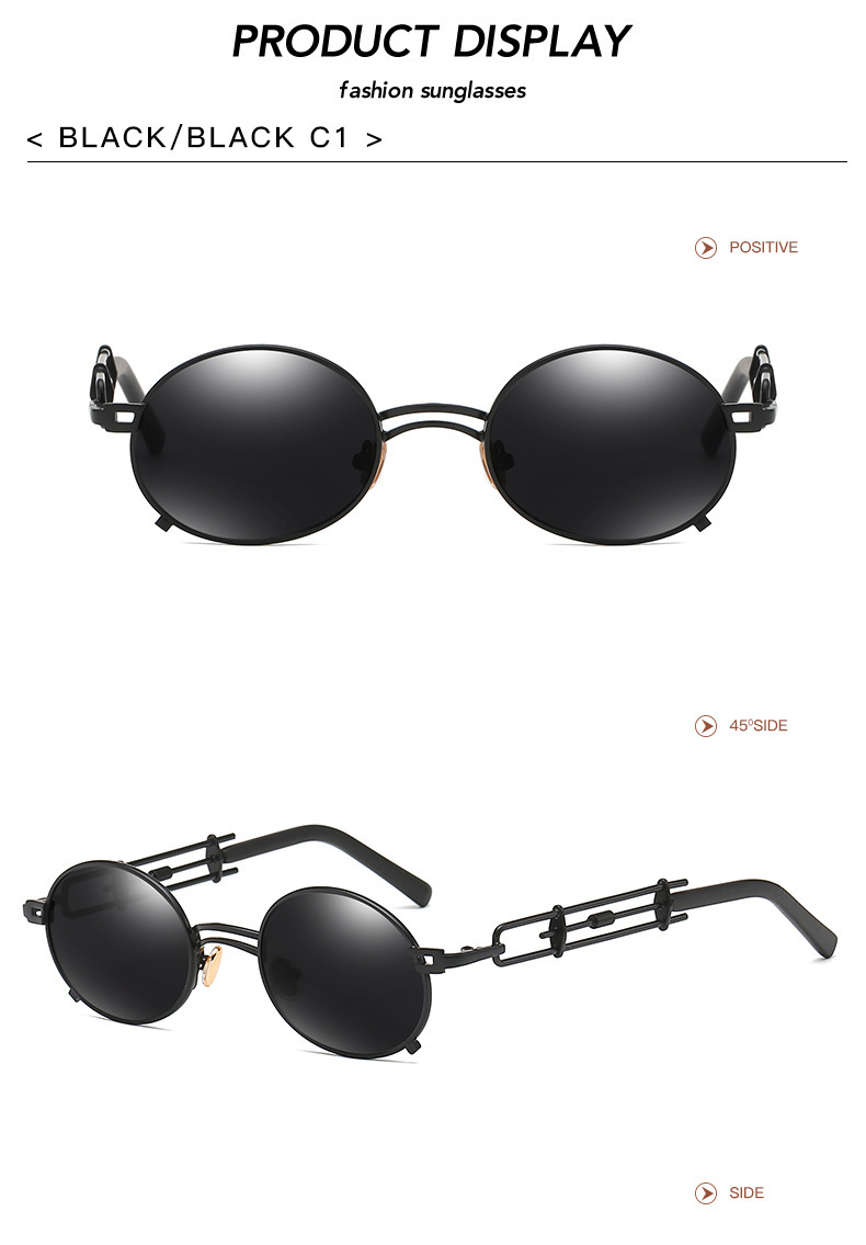 Retro Punk Geometric Ac Round Frame Full Frame Women's Sunglasses display picture 9