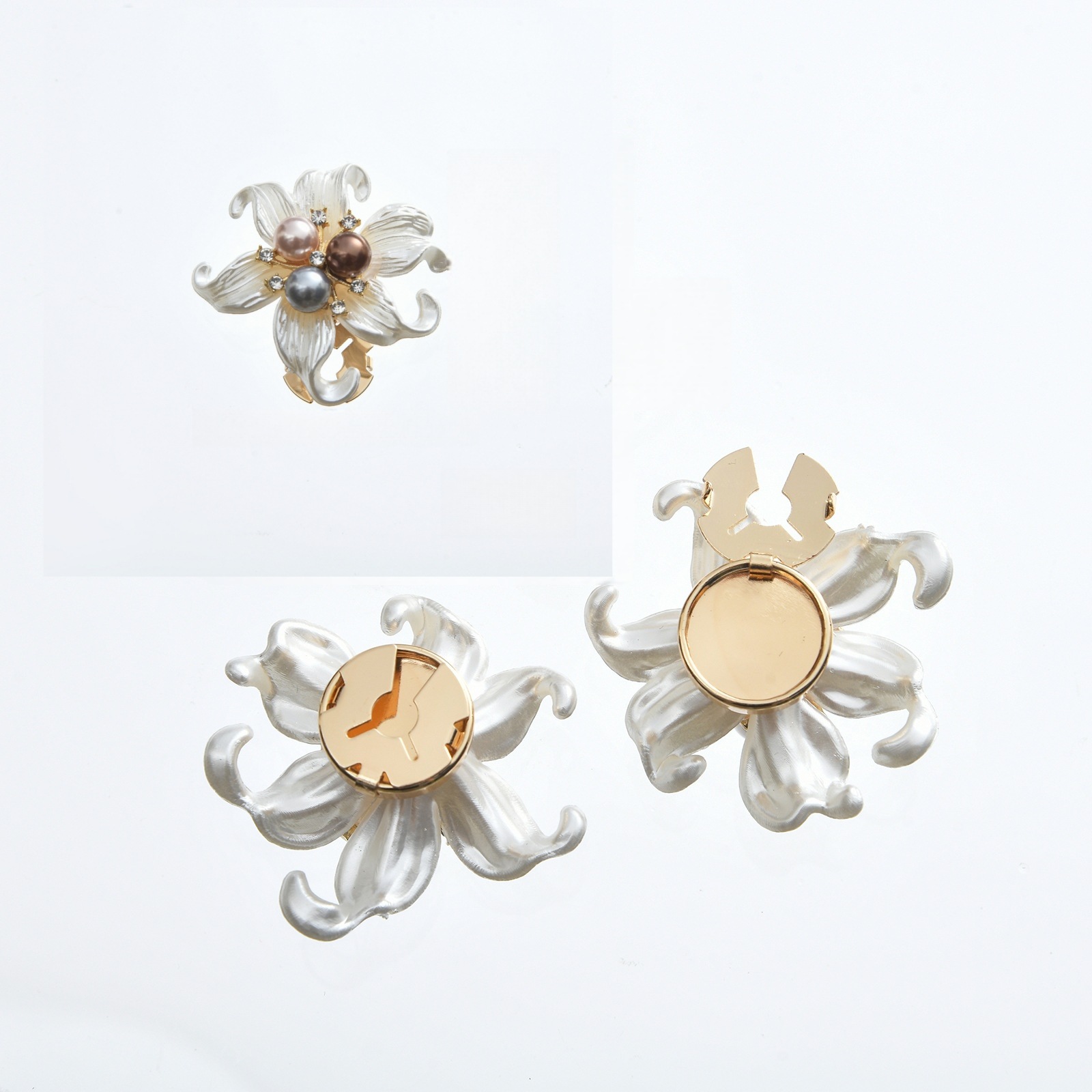 Copribottoni per gemelli floreali con perla e stella marina_voghion.com