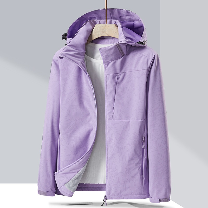 户外一体式加绒冲锋衣男女防风防水工作服批发加厚冬季外套可logo