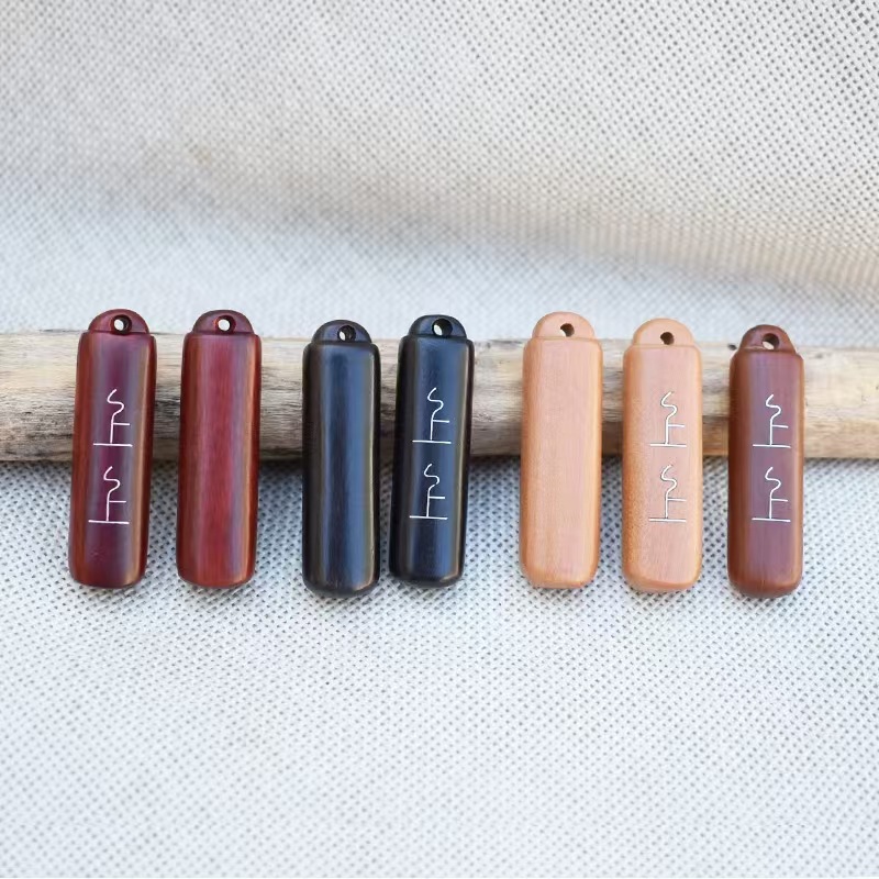 上上签黑檀木紫檀木diy配件饰品吊坠钥匙扣车挂镶银丝