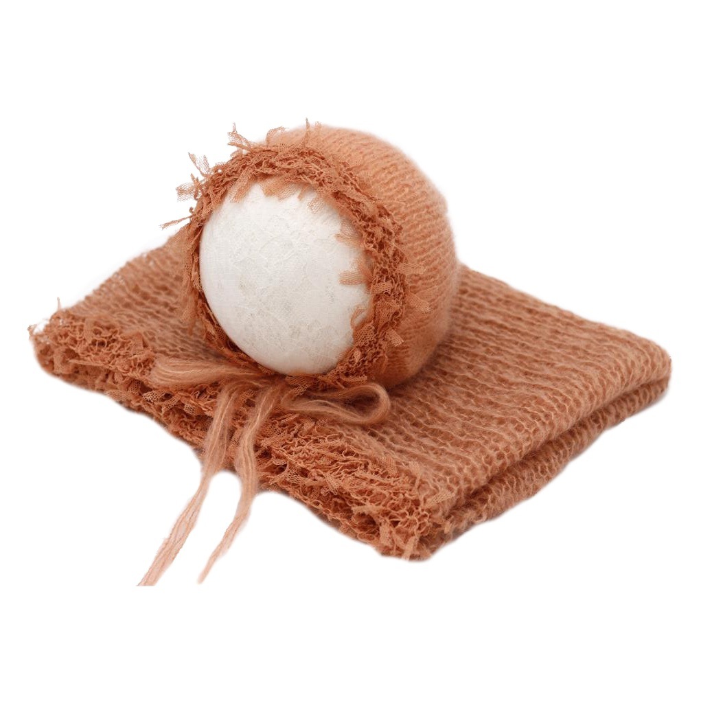 Transfronterizo nuevo recién nacido fotografía ropa bebé fotografía abrigo paño + sombrero mohair encaje envoltura hilo