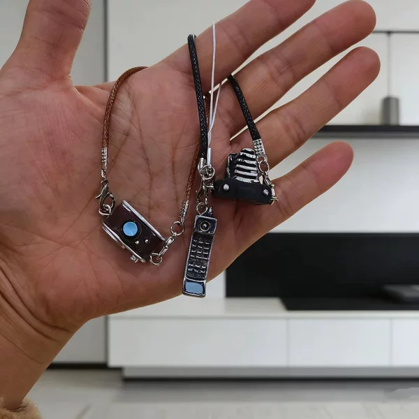 Retro Camera Phone Pendant Creative Jewelry Keychain Couple Style Artistic Style Hanging Decoration Accessory