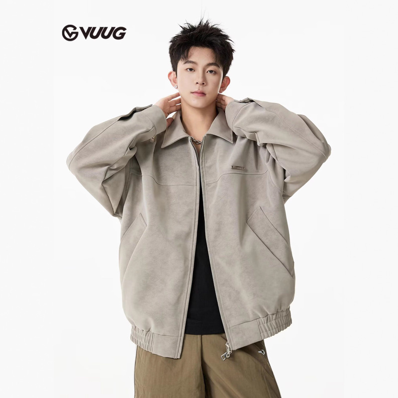 American Retro Lapel Leather Jacket Men's Trendy Spring and Autumn New Casual Versatile Loose Workwear Leather Jacket