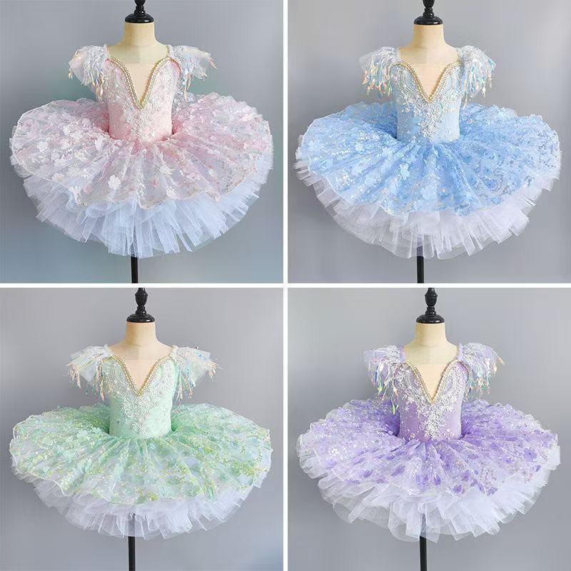 六一儿童舞蹈裙芭蕾女童小天鹅舞蹈服走秀幼儿园宝宝跳舞蓬蓬纱裙