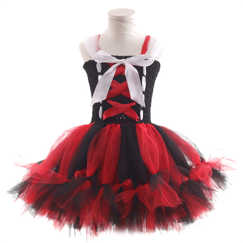Halloween girl dress princess dress, European and American red runway dress, women's evening dress for children