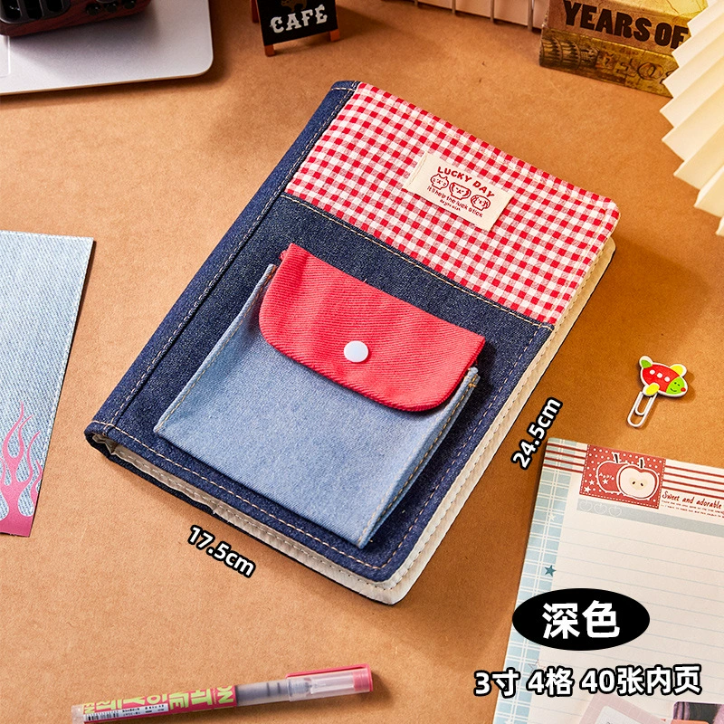 Notebook patchwork denim fabric A5, cloth cover with pockets, cute creative design