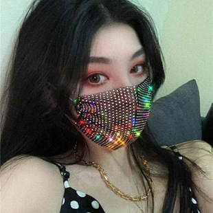 Women's Mask with Rhinestones, European and American Style, Summer Thin Breathable Trendy Influencer Celebrity Style, Decorated with Fashionable and Unique Design