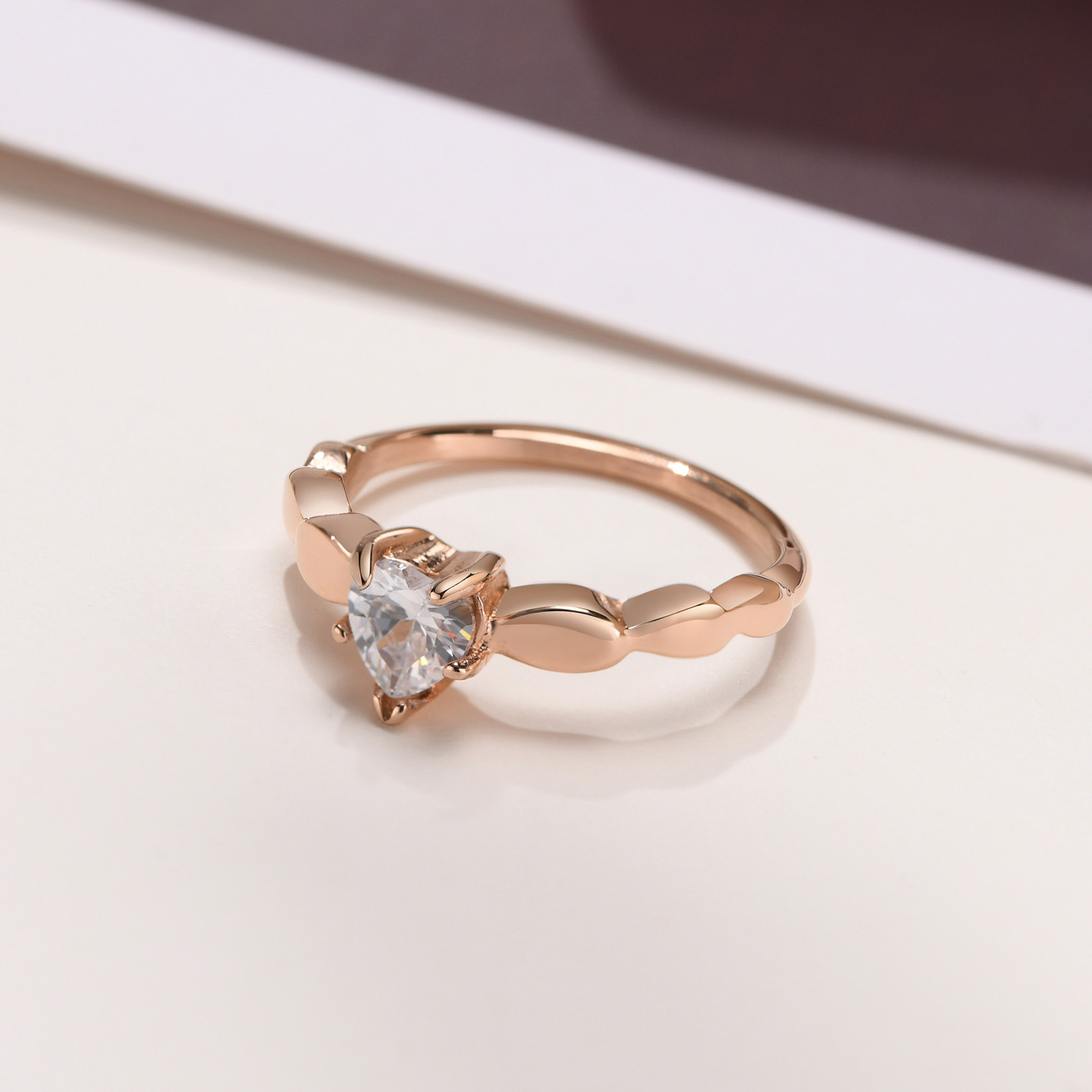 Simple Style Heart Shape Stainless Steel Rings Inlay Zircon Stainless Steel Rings display picture 20