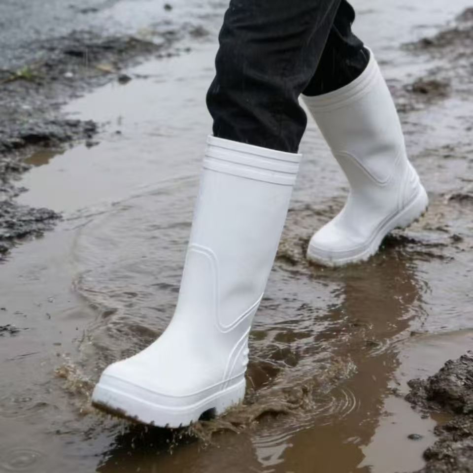 Factory wholesale long-tube rain boots, high-tube EVA rain shoes, non-slip water shoes, men's/women's work boots, rubber shoes, cross-border wear-resistant