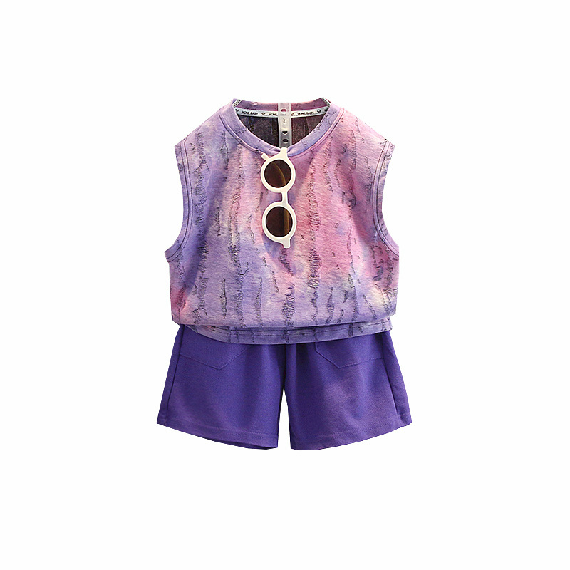 8137 traje de verano para niños 2025 nuevos pantalones cortos de chaleco de moda para niños de dos piezas ropa de verano para bebés de moda