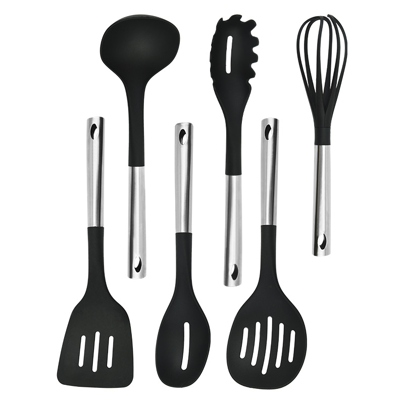Manija del tubo utensilios de cocina de nylon para el hogar utensilios de cocina de seis piezas antiadherente traje de cocina para el hogar pala cuchara fabricante