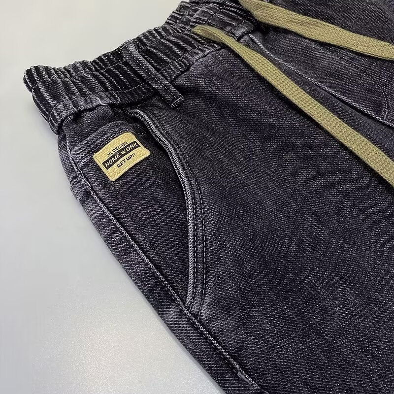 Abbigliamento da uomo Jeans elasticizzati in denim da uomo, vita elastica, gamba dritta, stile harem, pantaloni da lavoro casual e larghi, resistenti_voghion.com