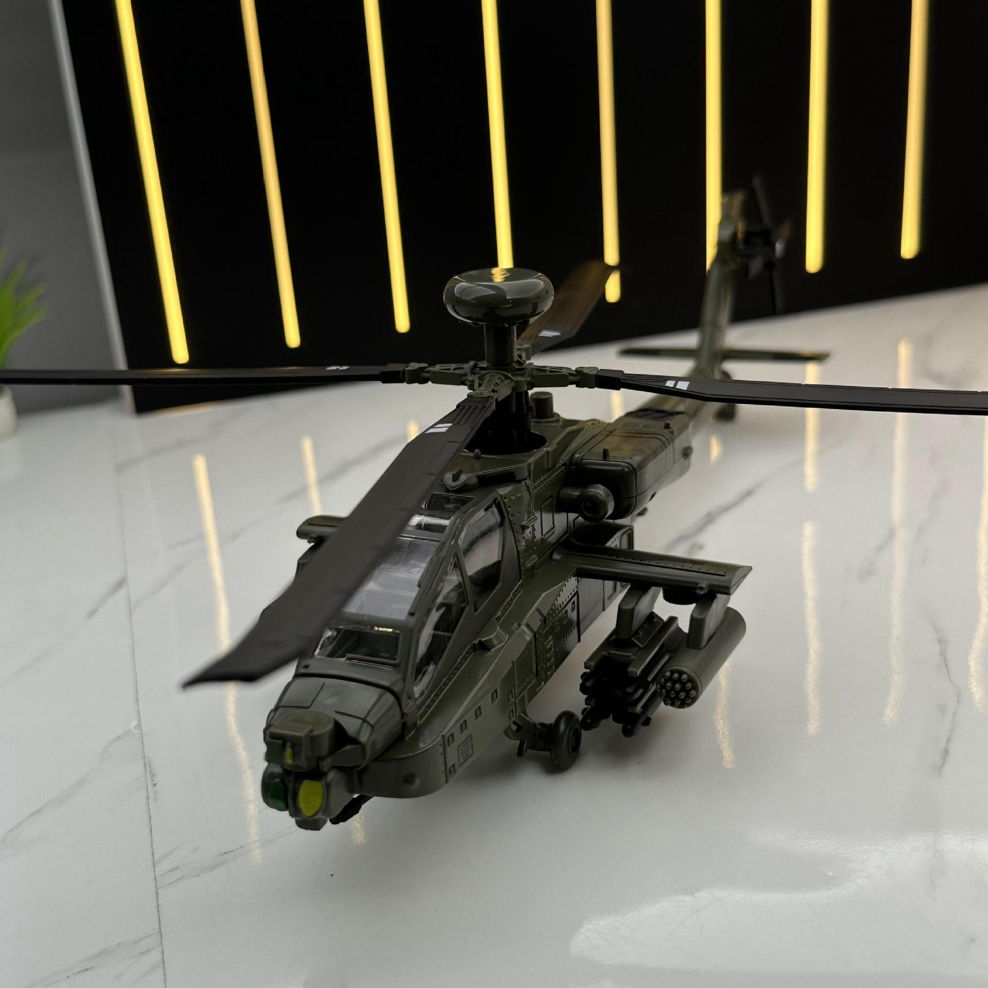 Huayi aleación 1:32 Apache helicóptero deslizante luz sonido juguete modelo de aviones decoración colección