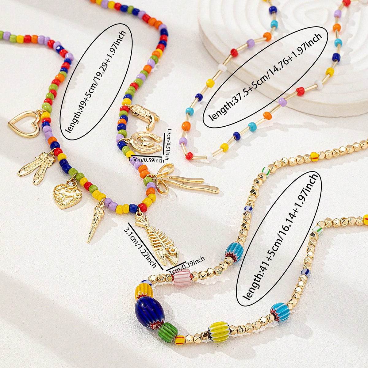 Zinc alloy Material Geometric, Heart Shape, Fish Pattern All Seasons Season IG Style Classic Style Geometric Heart Shape Fish Zinc Alloy Beaded Chain Lobster Trigger Clasp Closure Beaded Necklaces Wholesale