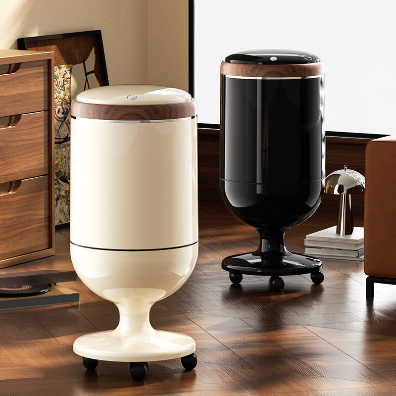 High-Legged Trash Can for Home Use, Large Capacity, High-End Design, Suitable for Living Room, No Need to Bend Over, Movable, Kitchen Trash Bin with Lid