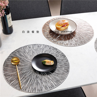 Cross-border light luxury round hollow pvc placemat coaster insulation mat home restaurant decoration table mat bowl mat wholesale