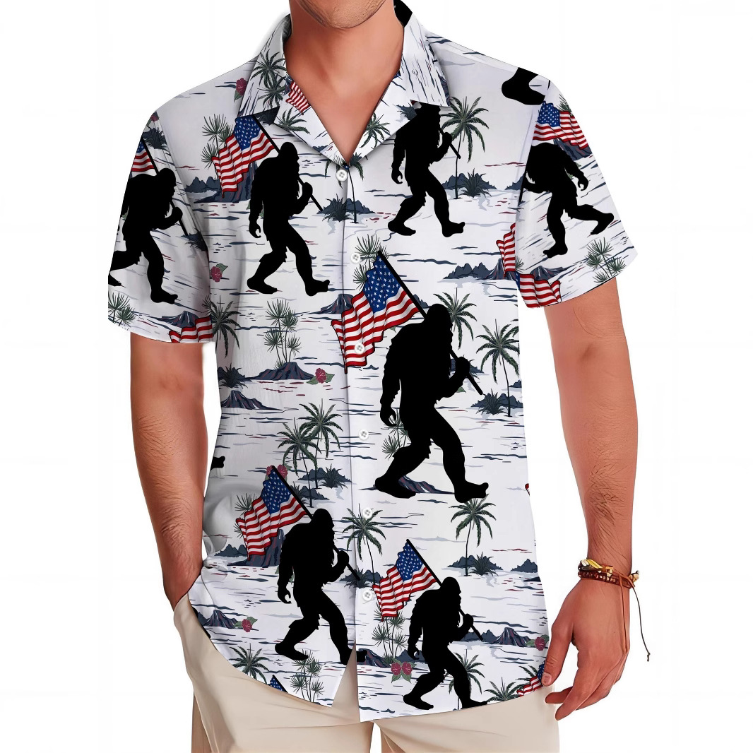 Y2 Cuban Collar 1 Hawaiian Men's Shirt Cuban Collar Fake Pocket Floral Shirt Short-Sleeved Jacket Unisex Thin